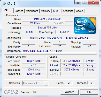 CPU-Z Screenshot Interface