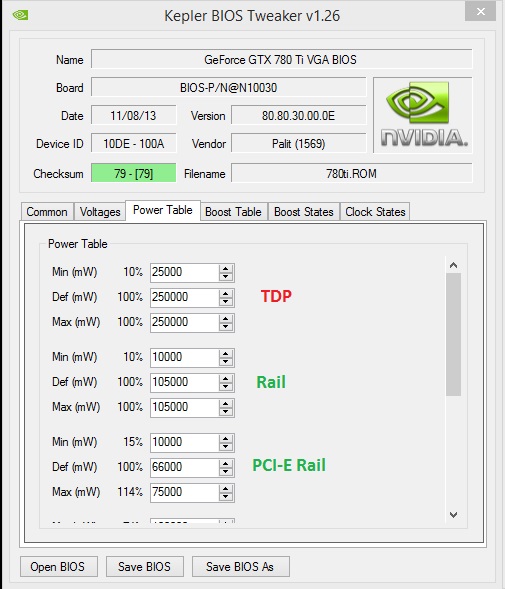 Kepler BIOS Tweaker v1.26 Interface