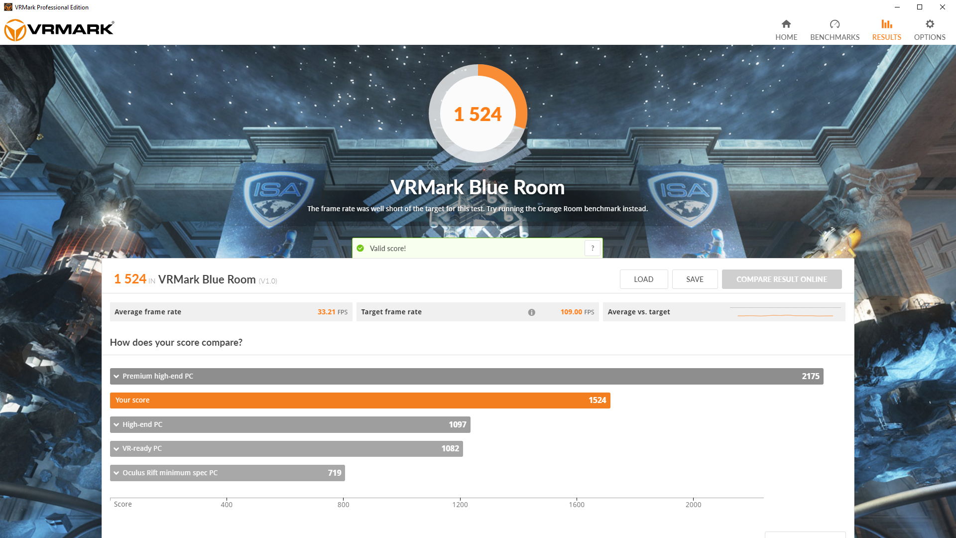 VRMark UI Result Blue Room